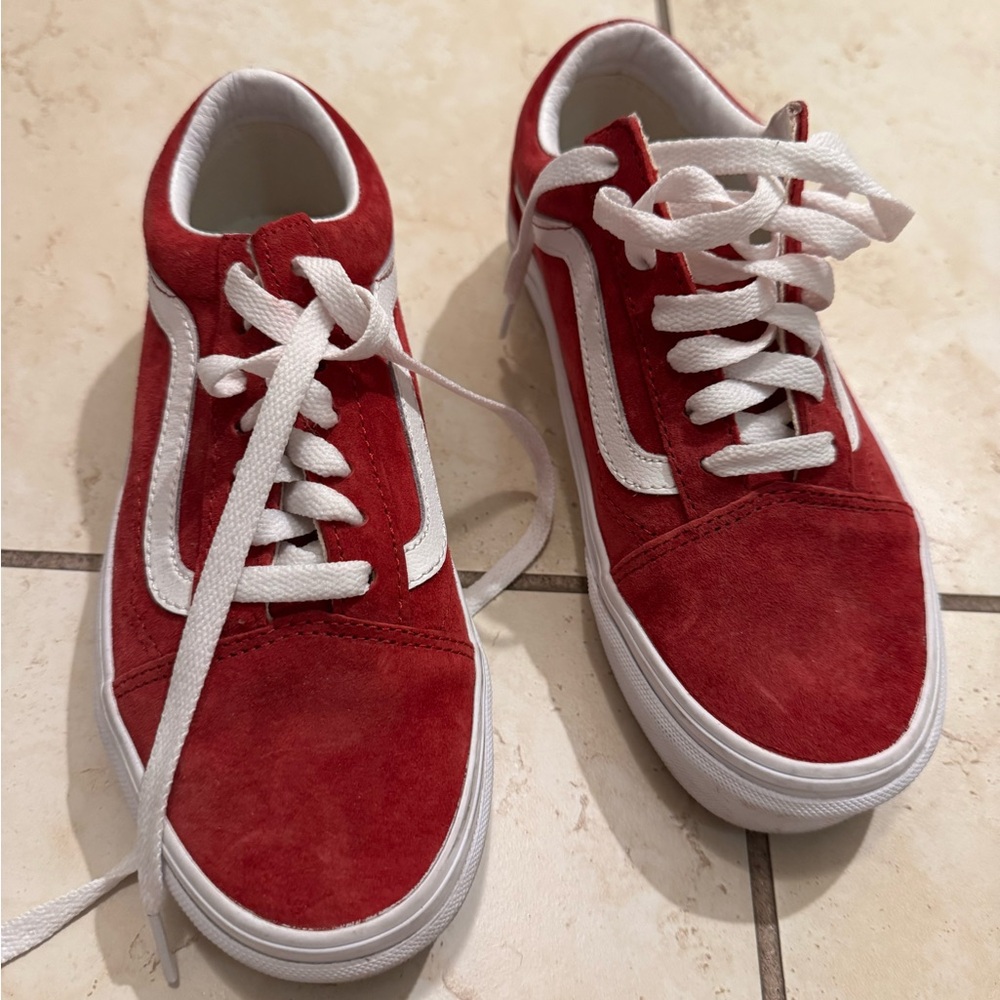 Vans Red and White Classic Sneakers